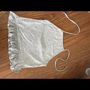 Gray halter ruffle crop top